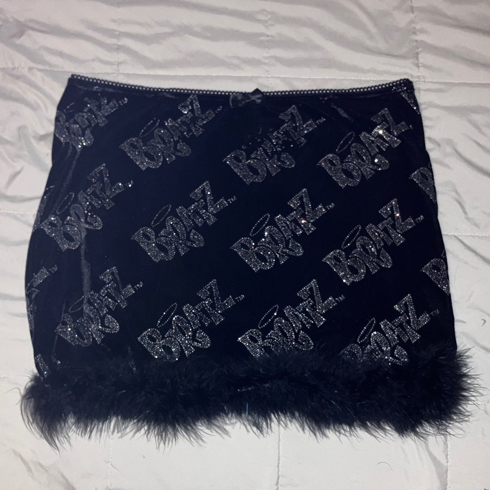Dolls Kill Black Mini Skirt with Silver Logo